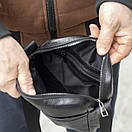 Чоловіча шкіряна сумка через плече Oswald Black, барсетка натуральна шкіра флотар, чорна, фото 8
