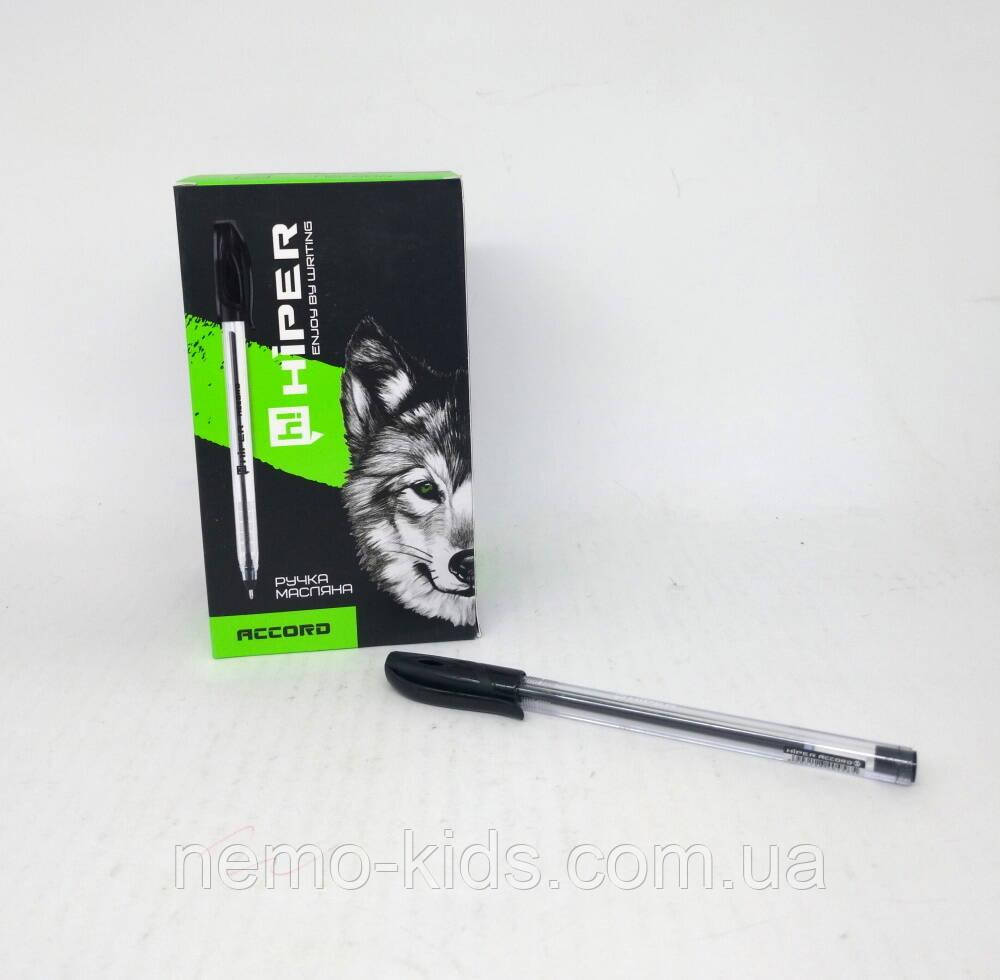 Ручка масляна Hiper Accord, 0,7 мм, чорна, ЦІНА ЗА УП. 50ШТ, у кор. 15*8*8 см, ТМ Hiper, фото 1