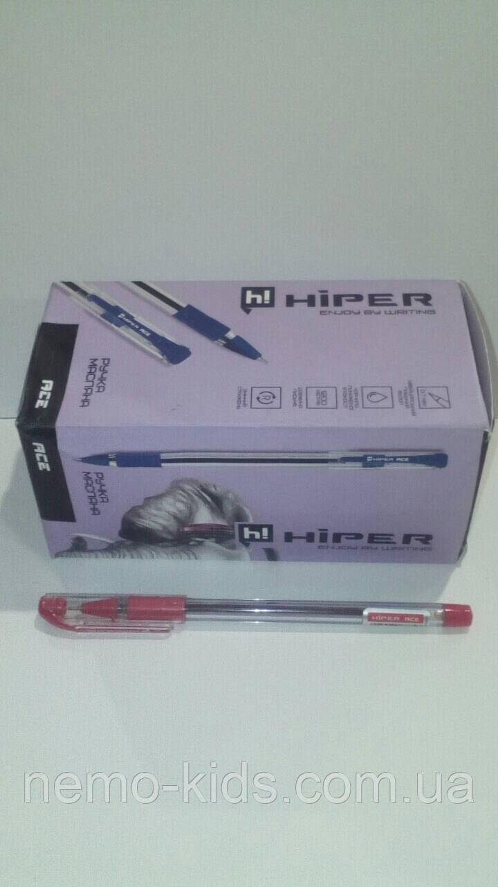 Ручка масляна Hiper Ace, 0.7мм, червона ЦІНА ЗА УП. 50ШТ, у кор. 15*7*7см, ТМ Hiper, фото 1