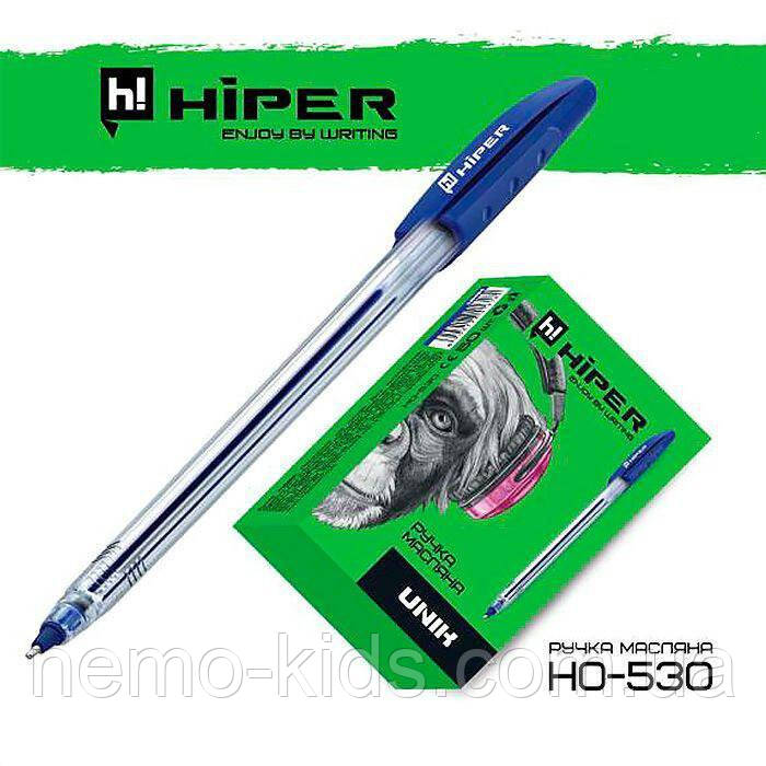 Ручка масляна Hiper Unik, 0,7 мм, синя ЦІНА ЗА УП. 50ШТ, у кор. 15*9*6см, ТМ Hiper, фото 1