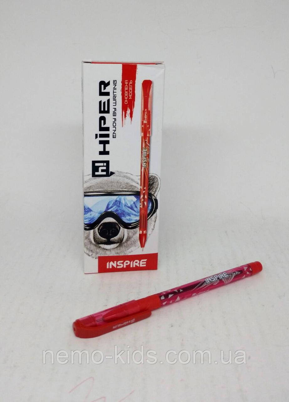 Ручка масляна Hiper Inspire, 0,7 мм, червона, ЦІНА ЗА УП. 10ШТ, у кор. 15*5*2см, фото 1