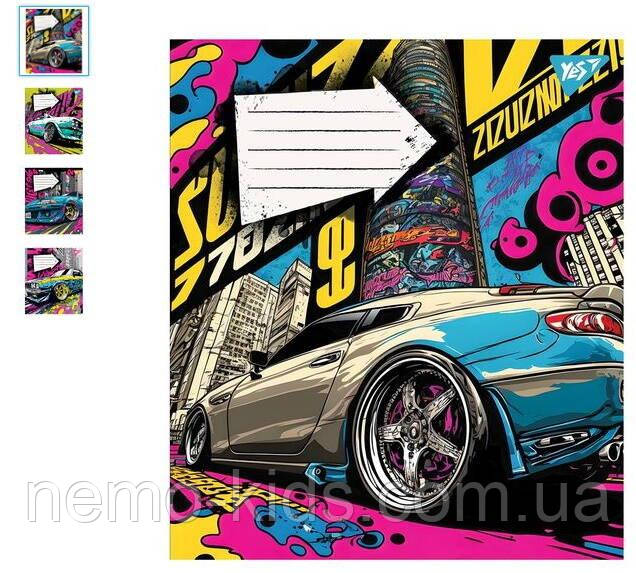 Зошит 18 арк., клітинка "Colour car", ЦІНА ЗА УП. 25ШТ, ТМ YES, Україна, фото 1
