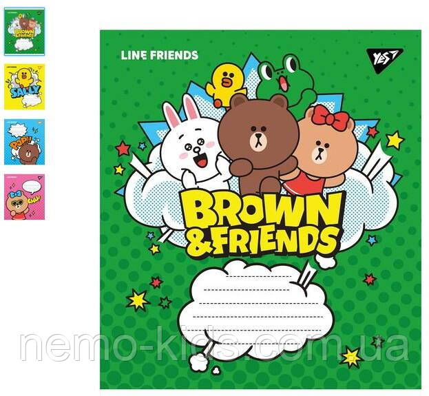 Зошит 18 арк., клітинка "Line friends", ЦІНА ЗА УП. 25ШТ, ТМ YES, Україна, фото 1