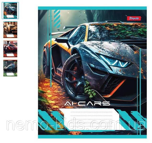 Зошит 60 арк., клітинка "AI cars", ЦІНА ЗА УП. 10ШТ, ТМ 1 Вересня, Україна, фото 1