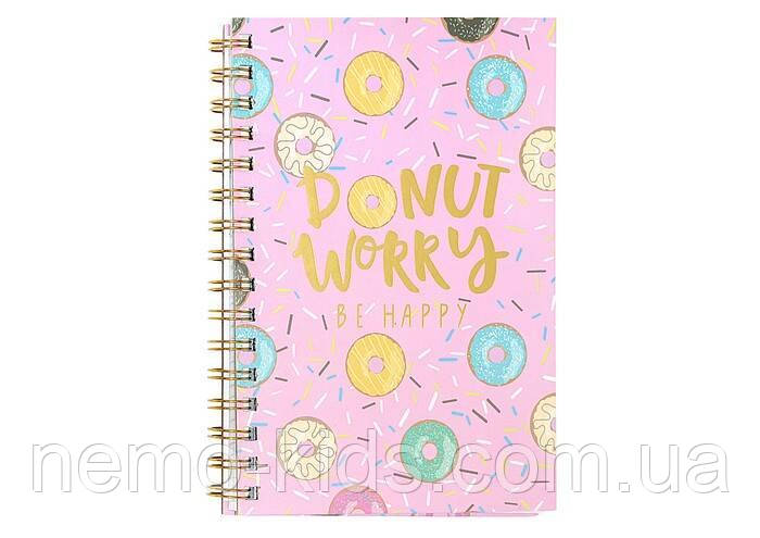 Зошит на спіралі, з тисненням фольгою А5, 100 аркушів, 70 г, матова ламінація, 21*15*1,5см, фото 1