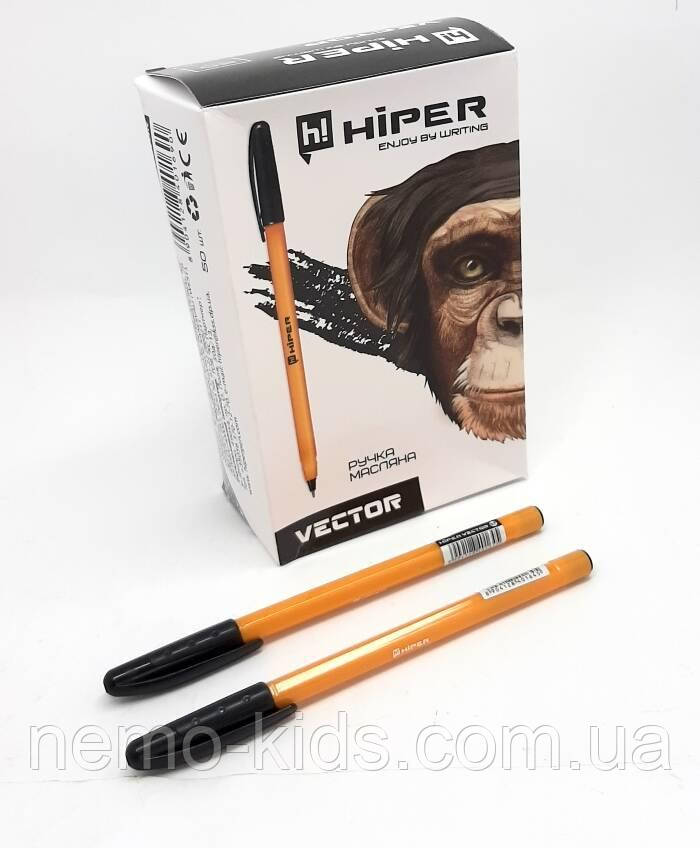 Ручка масляна Hiper Vector, 0,7 мм, чорна, ЦІНА ЗА УП. 50ШТ, у кор. 10*6*15см, ТМ Hiper, фото 1