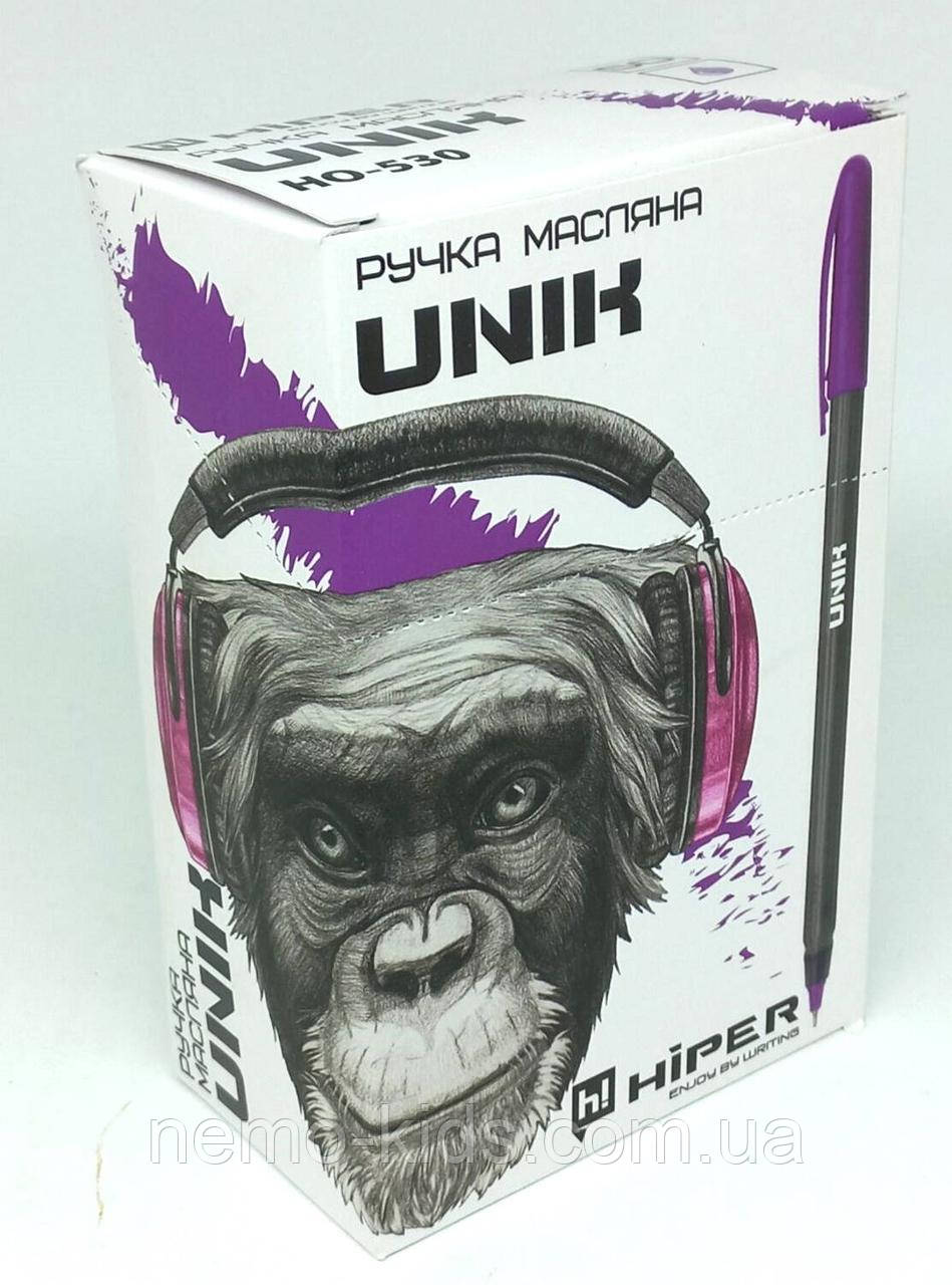 Ручка масляна Hiper Unik, 0,7мм, фіолетовая ціна за уп. 50 шт., у кор. 15*10*6см, ТМ Hiper, фото 1