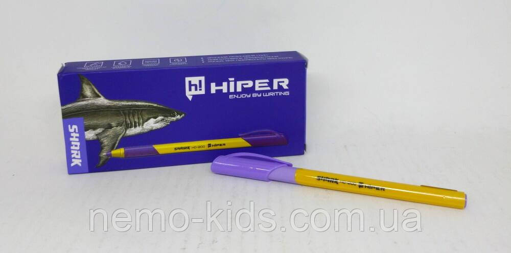 Ручка масляна Shark, 0,7 мм фіолет, ЦІНА ЗА УП. 10ШТ, у кор. 15*7*2см, ТМ Hiper, фото 1