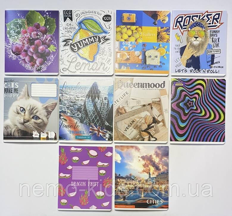 Зошит 36л, клітинка, HOLOGRAPHIK SILVER, ЦІНА ЗА УП. 20ШТ, зі срібним гліттером, ТМ Тетрада, Україна, фото 1