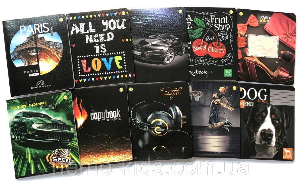 Зошит 60л, клітка, ЕМБОССІНГ, ЦІНА ЗА УП. 10ШТ, ТМ Тетрада, Україна, фото 1