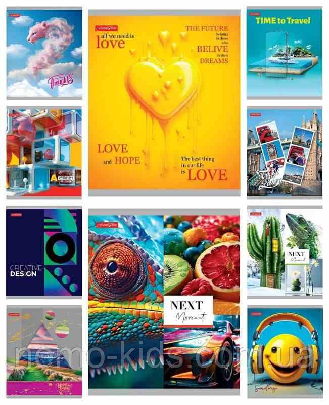 Зошит 96л, клітка, Мікс-1,2, з гібридно-вибірковим УФ-лак покриттям, упаковка 10шт, ТМ Тетрада, Україна, фото 1