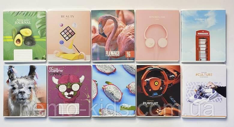 Зошит 96 арк., клітинка, МОКРИЙ ШОВК, упаковка 10шт, ТМ Тетрада, Україна, фото 1