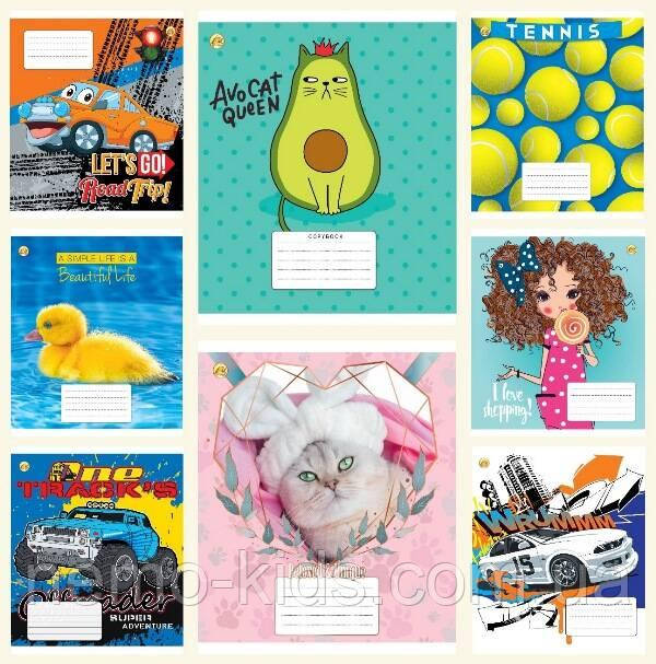 Зошит 12 арк. кос. з додатк. кол.обкладинка ЦІНА ЗА УП. 25ШТ, ТМ Тетрада, Україна, фото 1