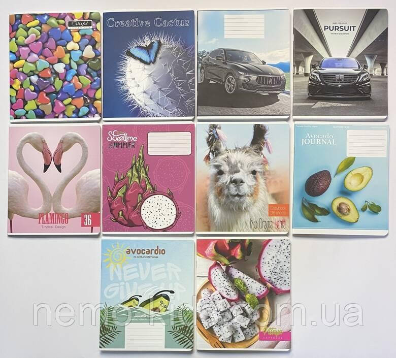 Зошит 36 аркушів, клітка ЦІНА ЗА УП. 20ШТ, Фемілі Лайн Мокрий шовк, ТМ Тетрада, Україна, фото 1