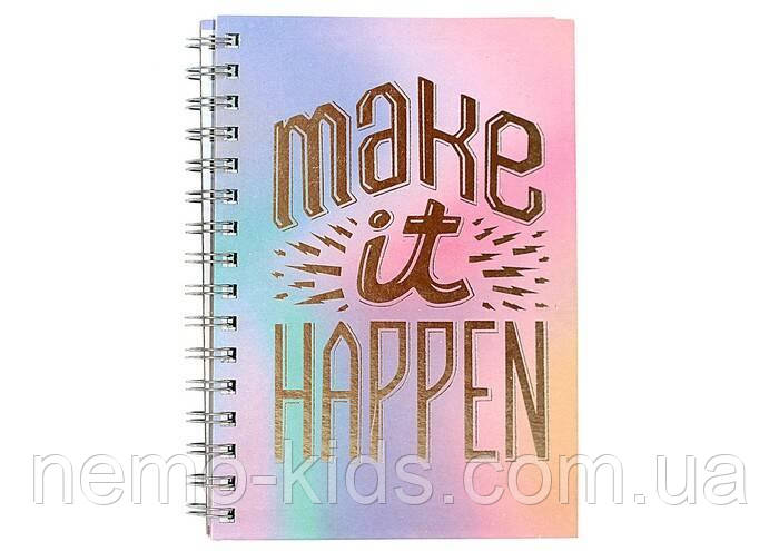 Зошит на спіралі з тисненням фольгою А5, 100 аркушів, 70 грам, матова ламінація, 21*15см, фото 1