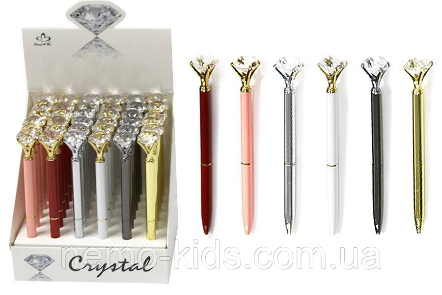 Ручка кулькова, метал, поворотна з кристалом, 14см, ЦІНА ЗА 1ШТ. (36шт/уп), фото 1