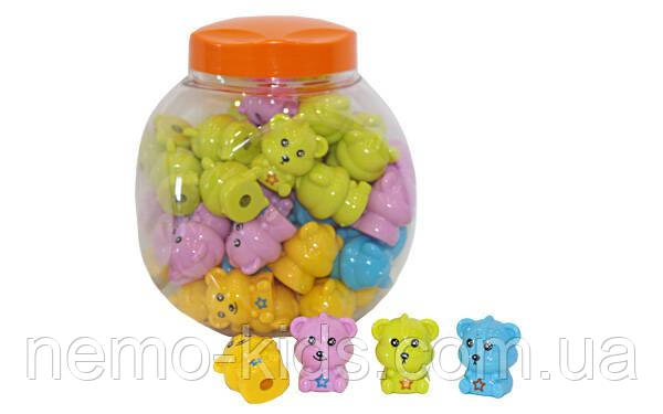 Точилка пластикова, Ведмідь, 4 кольори, 5*3см (56шт/уп), фото 1