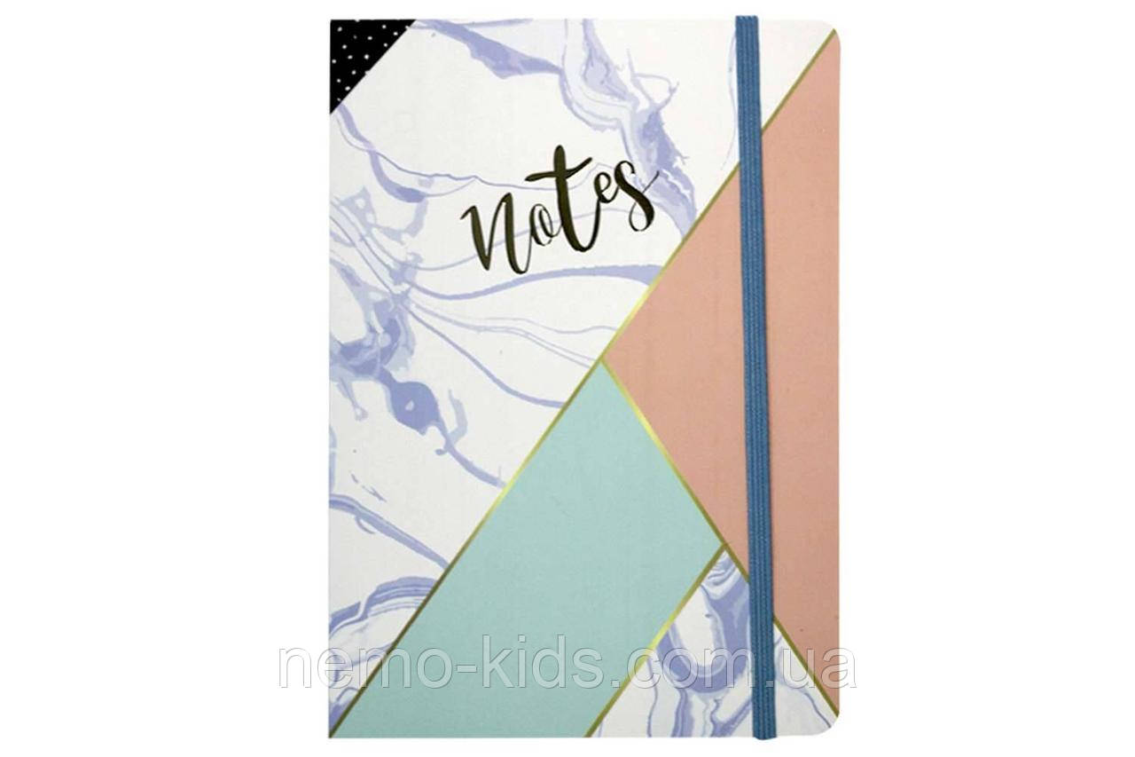 Зошит А5 на гумці, картонна обкладинка 300гр. з фольгою, 100арк, 70гр. клітинка, фото 1