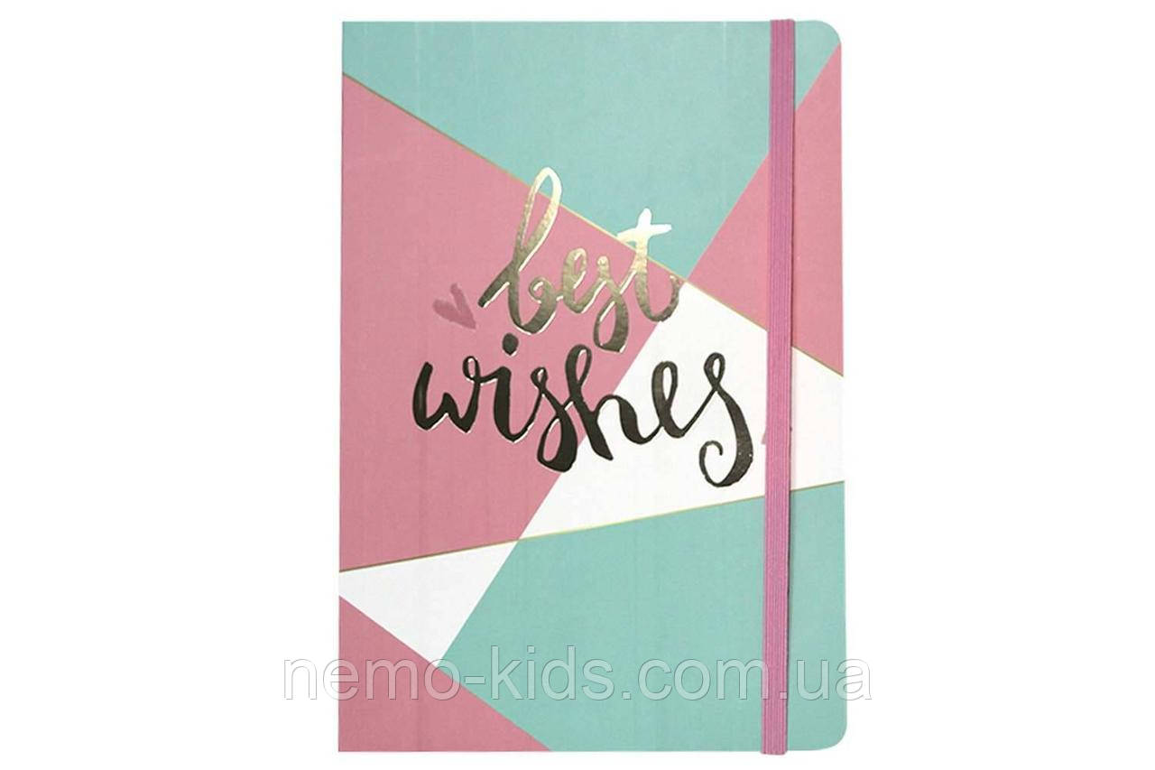 Зошит А5 на гумці, картонна обкладинка 300гр. з фольгою, 100арк, 70гр. клітинка, фото 1