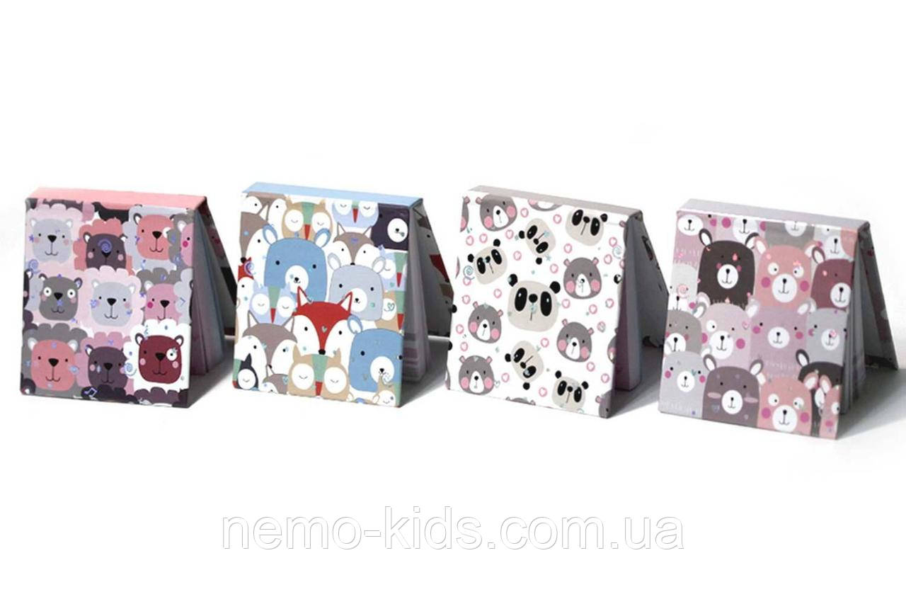 Папір для нотаток 73*73мм (3*3), 68 арк., тверда обкладинка з фольгою. Тварини (12шт/в уп.), фото 1