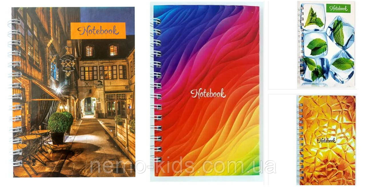 Зошит "Notebook", бок. пруж. А5, 96 арк., оф, клітинка, тв. обкладинка, ТМ Колорит, Україна, фото 1