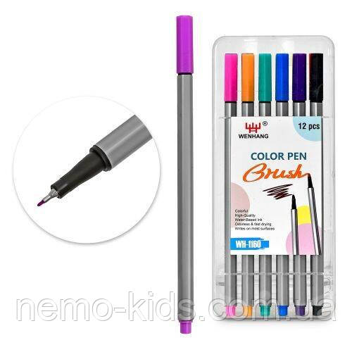 Ручки капiлярнi (лайнери) 12 кольорів (144наб), фото 1