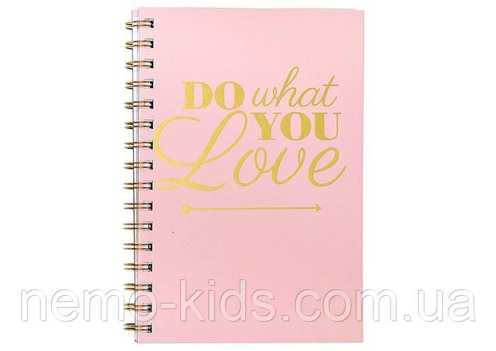 Зошит на спіралі з тисненням фольгою А5, 100 аркушів, 70 грам, матова ламінація, 21*15см, фото 1