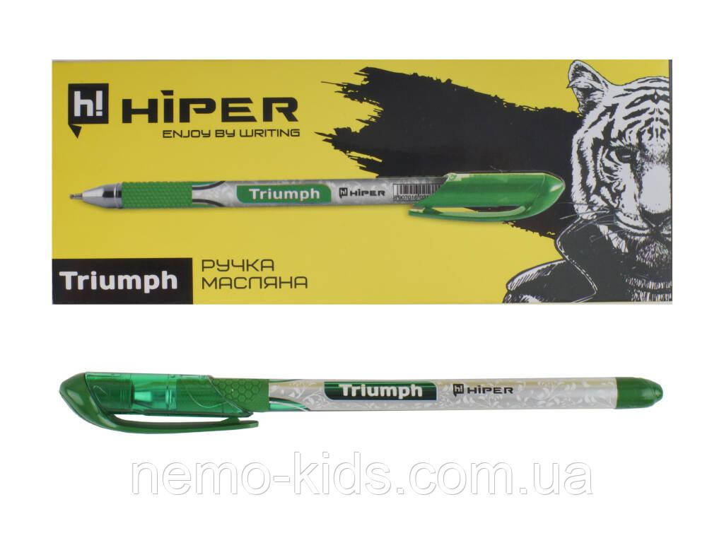 Ручка масл. Hiper Triumph 0,7мм, зелена, ЦІНА ЗА УП. 10ШТ, ТМ Hiper, фото 1