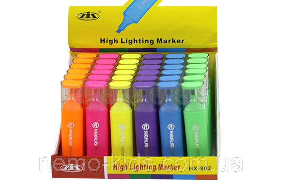 Текстовиділювач неоновий, мікс кольорів, ЦІНА ЗА 1ШТ, 11*2,5см (36шт/уп), фото 1