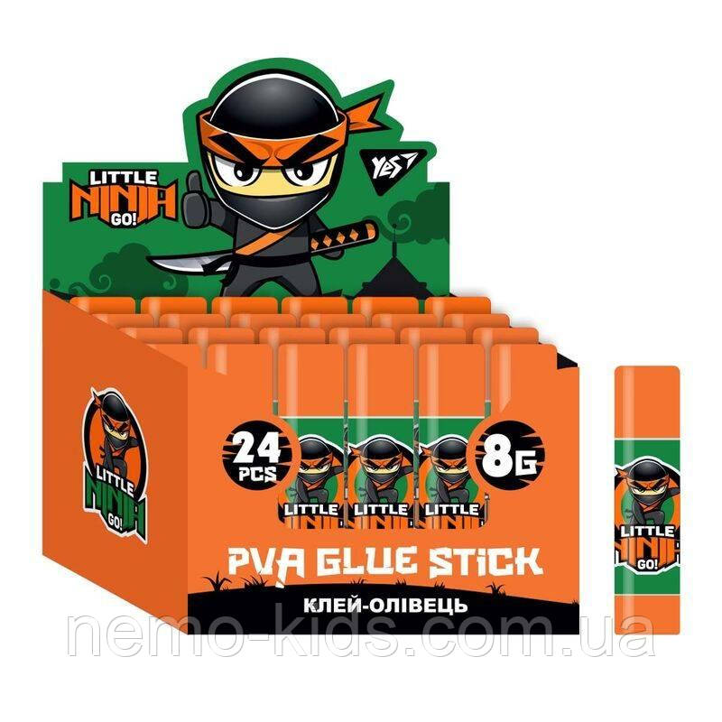 Клей-олівець 8г, PVA Ninja, ЦІНА ЗА 1ШТ, 8*2см, ТМ Yes, Україна, фото 1