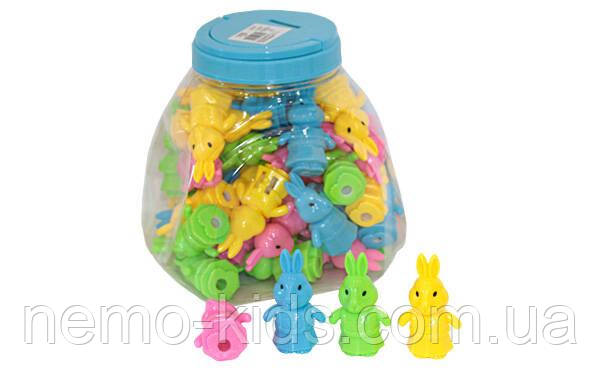 Стругачка пластикова, Заяць, ЦІНА ЗА 1ШТ, 4 кольори мікс, (48шт/уп), фото 1