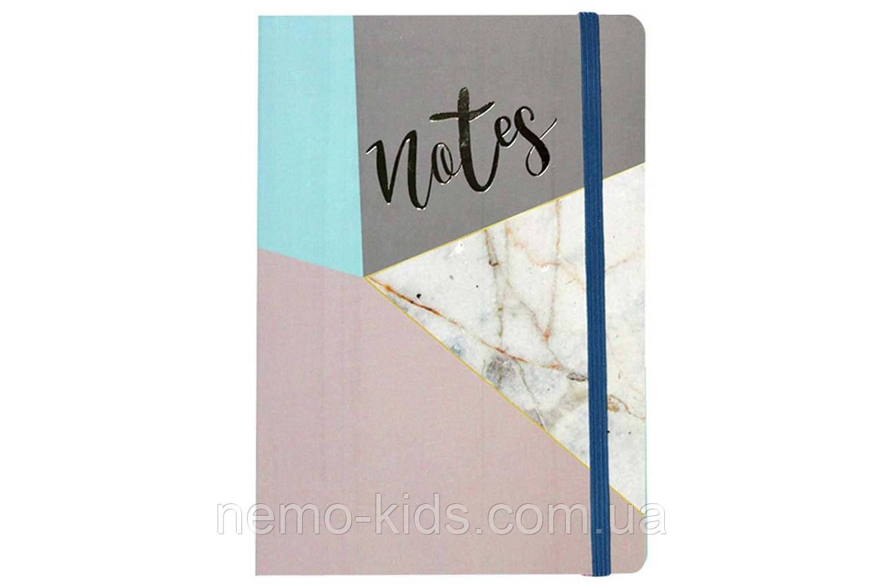 Зошит А5 на гумці, картонна обкладинка 300гр. з фольгою, 100арк, 70гр. клітинка, 21*15*1см, фото 1