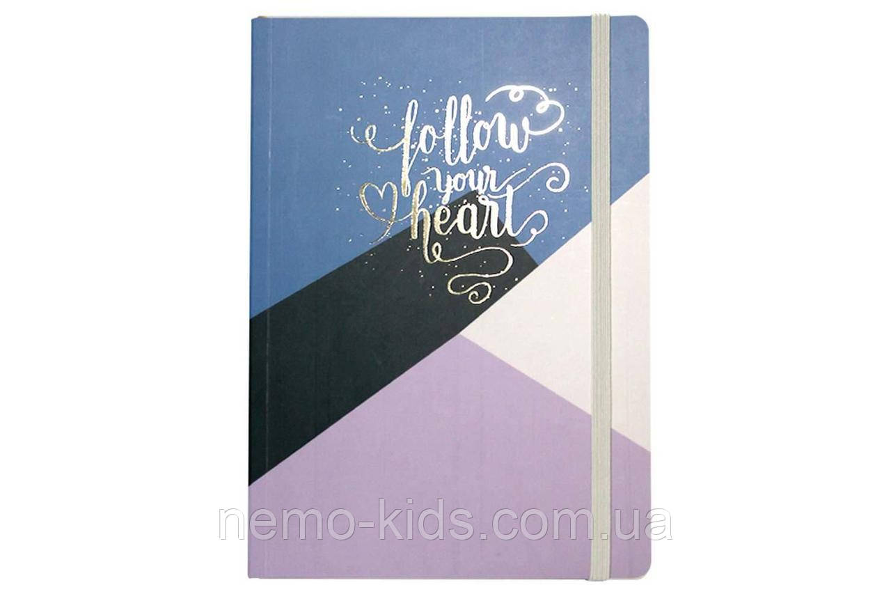 Зошит А5 на гумці, картонна обкладинка 300гр, з фольгою, 100арк, 70гр. клітинка, 21*15*1см, фото 1