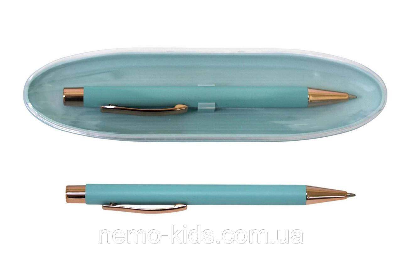 Ручка кулькова A PLUS, корпус металевий в пластиковому футлярі 16*4см, блакитна, фото 1