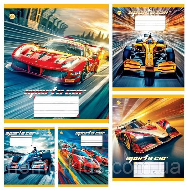 Зшитий 12 арк. # кольорова обкладинка Sports car, упаковка 25шт, ТМ Тетрада, Україна, фото 1