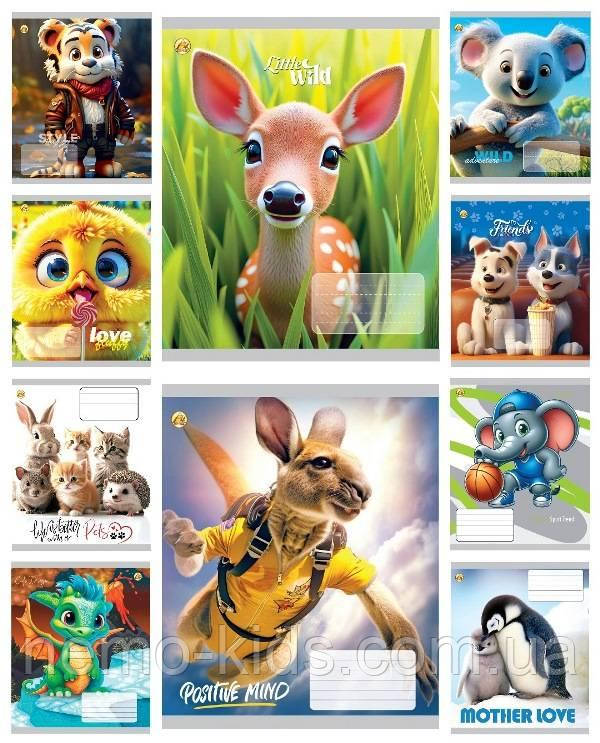 Зшитий 12 арк. = кольорова обкладинка Мікс-5, упаковка 25шт, ТМ Тетрада, Україна, фото 1