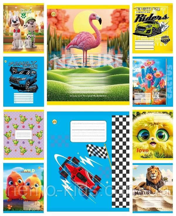 Зошит 12 арк. лінія кольорова обкладинка Мікс-3, упаковка 25шт, ТМ Тетрада, Україна, фото 1