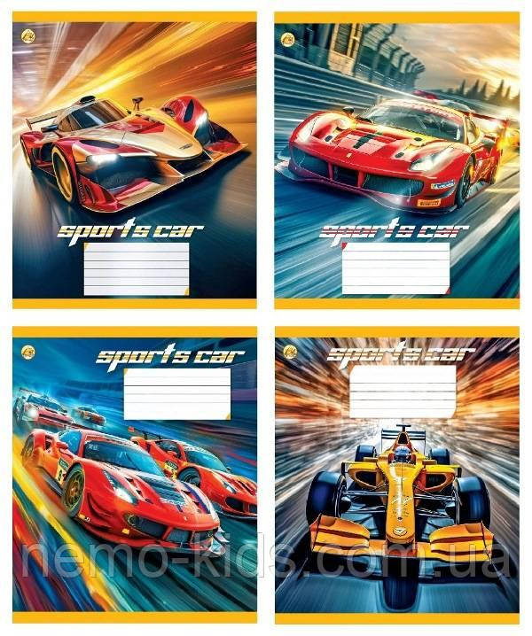 Зошит 12 арк. коса з додатком кольорова обкладинка Гонка, упаковка 25шт, ТМ Тетрада, Україна, фото 1