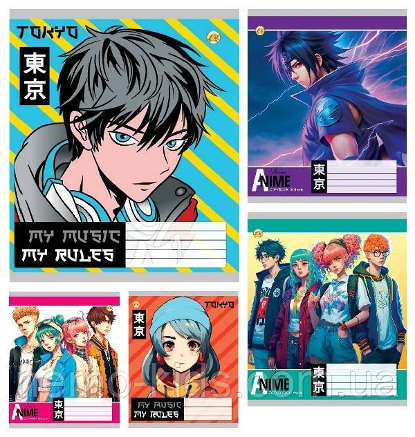 Зшитий 18 арк. # кольорова обкладинка Аніме, упаковка 20шт, ТМ Тетрада, Україна, фото 1