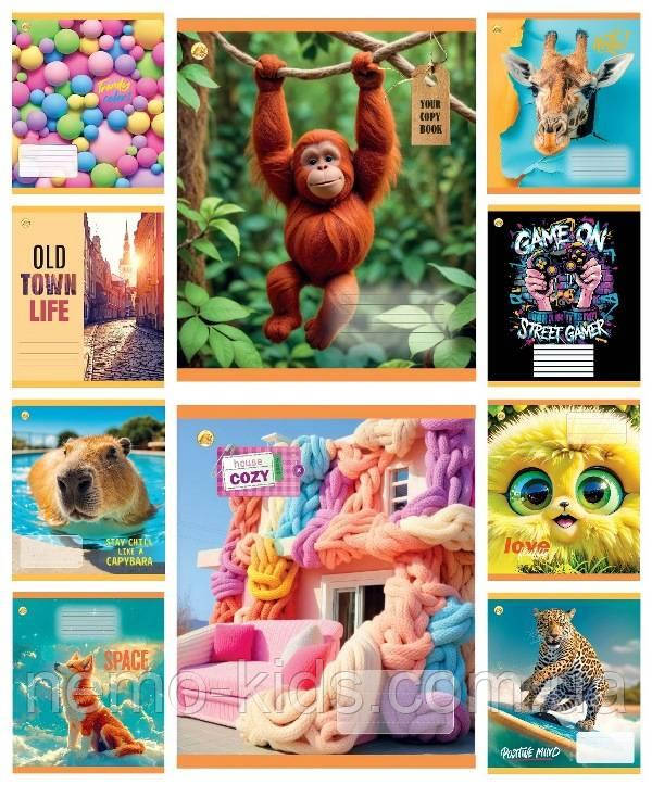 Зшитий 18 арк. # кольорова обкладинка Мікс, упаковка 20шт, ТМ Тетрада, Україна, фото 1