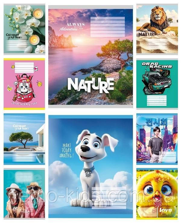 Зшитий 18 арк. = кольорова обкладинка Мікс-3, упаковка 20шт, ТМ Тетрада, Україна, фото 1