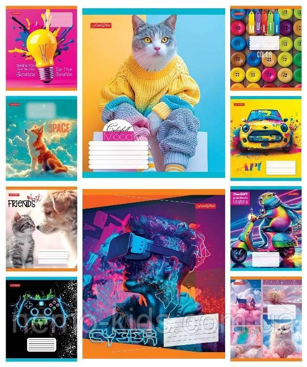 Зошит 24 арк. клітинка Фемілі Лайн мокрий шовк+УФлак вибірково, упаковка 20шт, ТМ Тетрада, Україна, фото 1