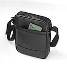 Чоловіча шкіряна сумка через плече Oswald Black, барсетка натуральна шкіра флотар, чорна, фото 4