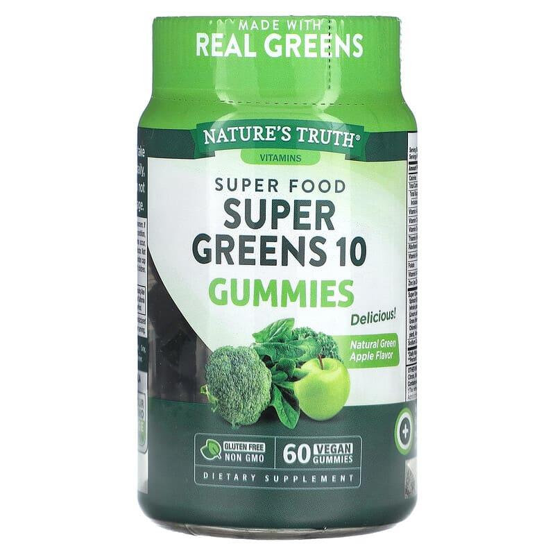 Антиоксиданти Nature's Truth Super Food Super Greens 10 Gummies 60 жув. цукерок (яблуко)