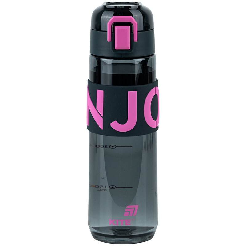 Пляшечка для води, 680 мл, чорно-рожева, фото 1
