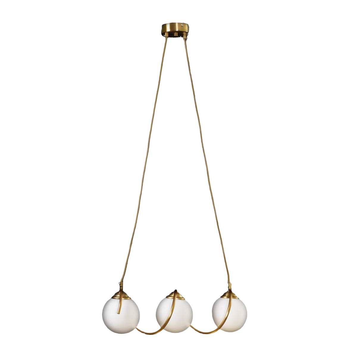 Підвісна люстра з 3 лампами-кулями Е27 бронза антична