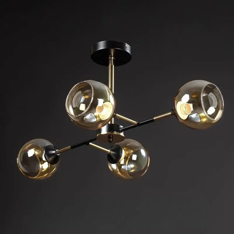 Люстра стельова Молекула на 4 лампи Е27 на штанзі