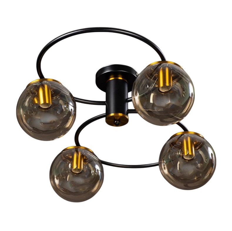 Світильник стельовий на 4 лампи Е14 з бронзовими плафонами