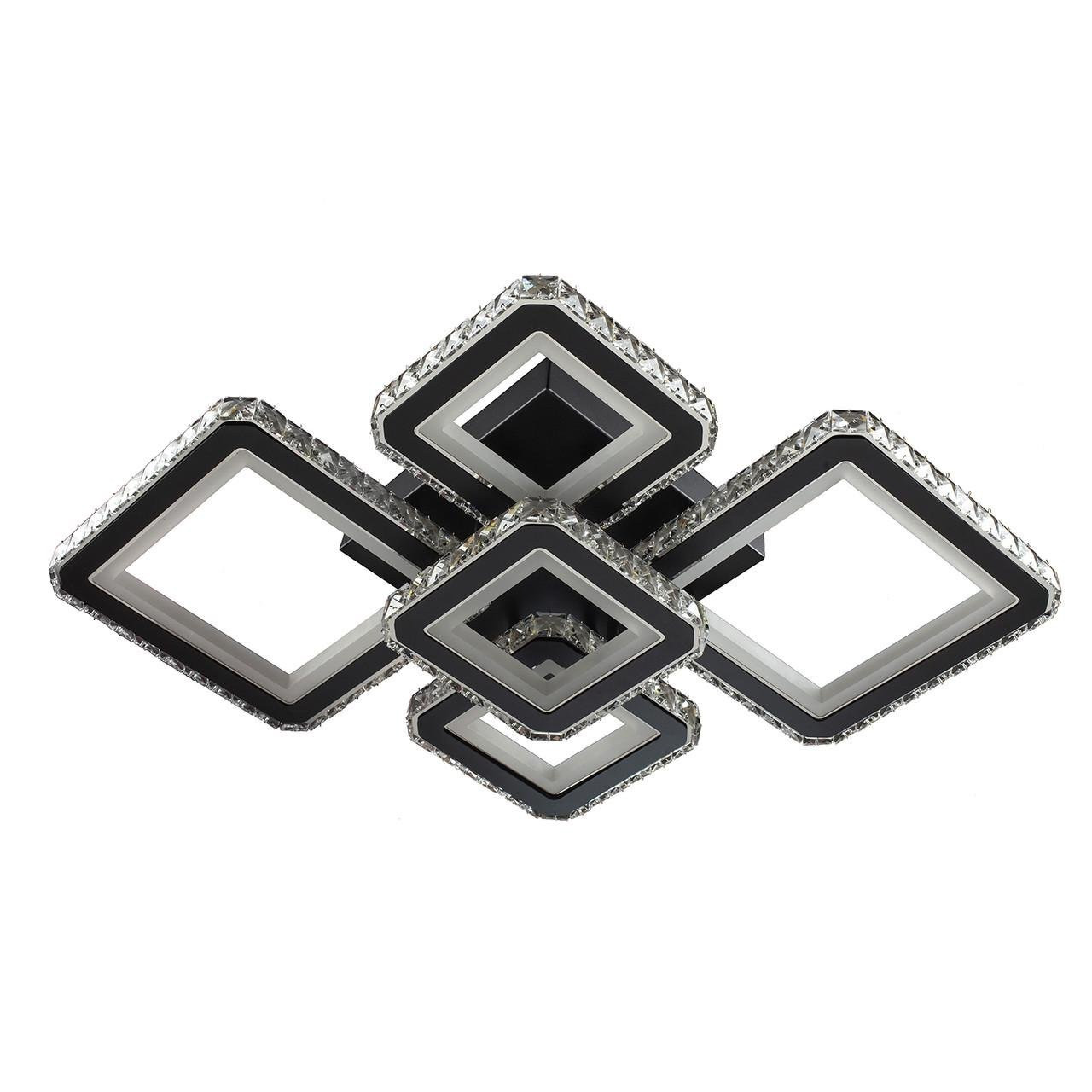 Стельова led люстра з "кришталем" 3000-6000К 172Вт IP20 чорний хром на пульті