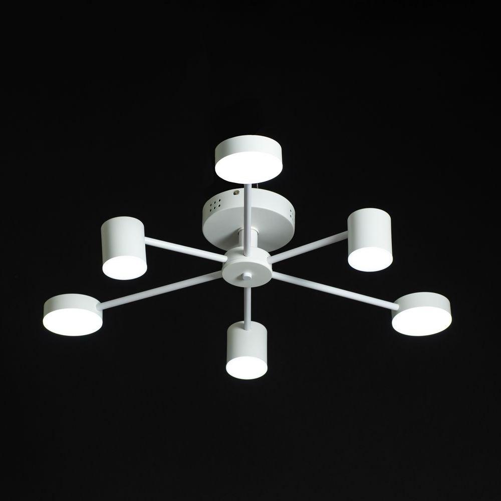 Сучасна лед люстра на 6 модулів з пультом 3000-6000К 72Вт IP20 біла